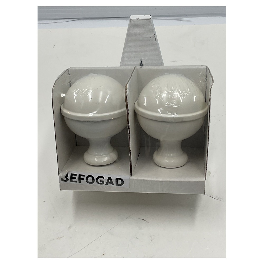 IKEA BEFOGAD Curtain Rod Finials White Urn Style 1 Pair New 903.147.51